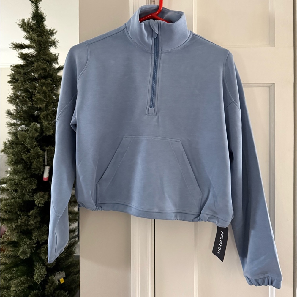 NWT LULULEMON BRUSHED SOFTSREME HALF ZIP Blue Willow 4